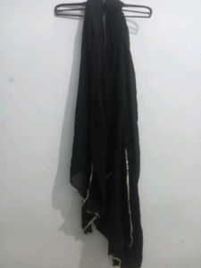 Rayon Black Dupatta With Silver Gotta.