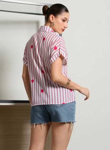 Striped Heart Print Shirt