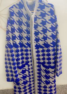 Blue Woolen Korean Shrug