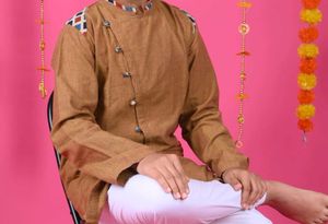 Brown Colour Cotton Short Kutra For Traditional