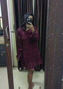 Maroon Lace Mini Dress
