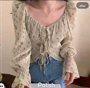 New With Tag Asthetic Korean Ruffled Crop Top
