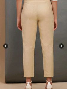 Pleated Beige Casual Pants
