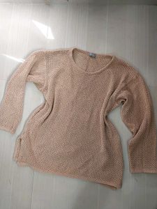 H&amp;m Brown Tank and a beige Net Top Set.