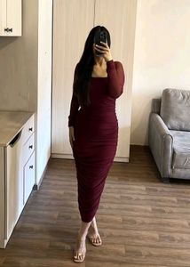 Marron Eve Ruched Dress