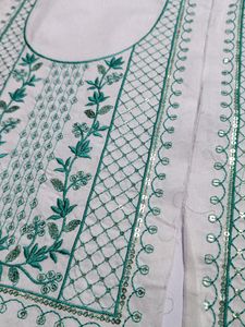 Combo Of 2 Neck Embroidery Patches White RamaGreen