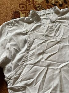 White Mandarin Collar Shirt