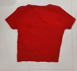 New Korean Red Crop Top