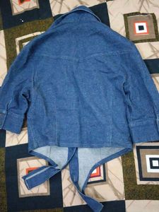 very stylish denim crop shirt