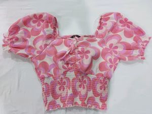 Zudio Pink Puffed Sleeve Top