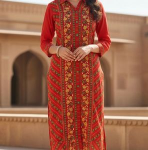 BIBA Red Floral Print Top/kurti