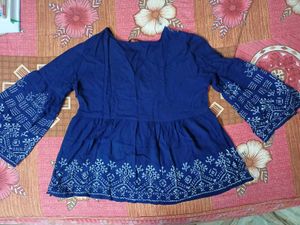 Embroidered Peasant Top