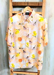 Light Orange Printed Shirt Size-42