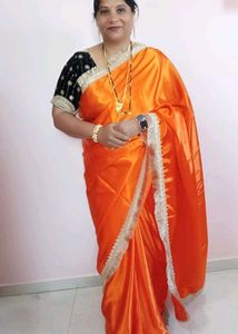 Orange Saree with Embellished Border
