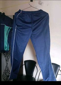 Navy Fleece Pants with White Stripe