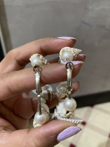 Seashell Pearl Earrings