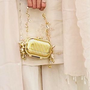 Unique Gold Clutch with Shell Details