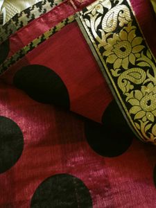 Beautiful Red &amp; Black Cotton Saree🌹🖤