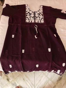 Embroidered Kurta Purple
