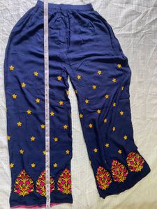 Elegant Embroidered Navy Blue Plaza