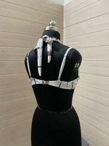 Imported White &amp; Brown Bikini Top
