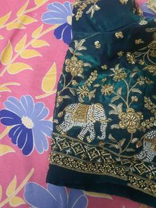 Mid Green color Hand Embroidery work Lehenga