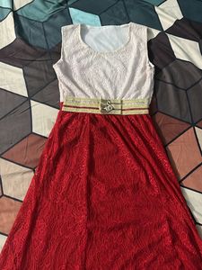 White Red Dress Length 45
