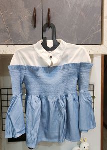 White & Blue Umbrella Shape Top