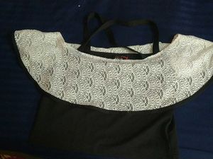 Black Tank Top with Lace Overlay