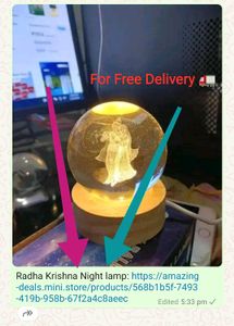3D Crystal Ball Night Light Radha Krishna