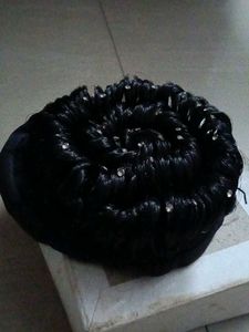 Black hair bun with gems