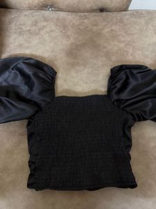 Black Off-Shoulder Crop Top