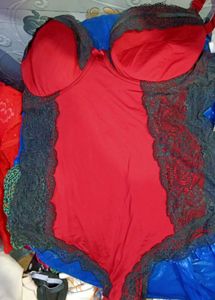 Red Black Lace Bodysuit Hot