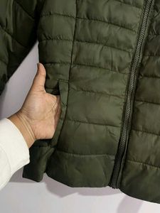 Only olive green Puffer hooded jacket