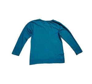 Casual Teal Scoop Neck Long Sleeve Top