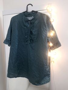 Rs 220 | Satin Smooth Korean Teal Blue Top