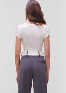 Round Neck Printed Cropped Tshirt