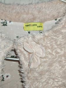 Peach Fur Half Jacket/ Coat For Girls