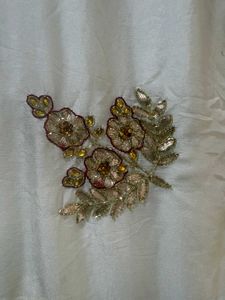 Gota Patti White Saree