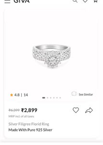 Giva 925 Silver Florid Ring