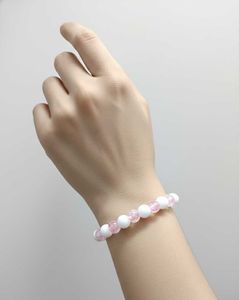 Pink &amp; White Beaded Bracelet