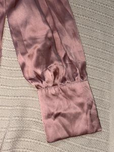 Pink Satin Button-Down