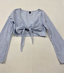 Tie Front Striped Top