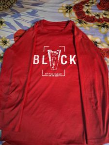 Red Block V Graphic Full Sleeve T-Shirt