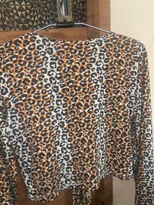 Leopard Print Tie-Front Top