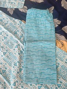 Blue Printed Kurti Set