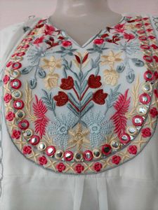 Embroidered White Salwar Kameez Set