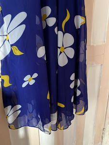 Floral Blue Anarkali with Duppatta