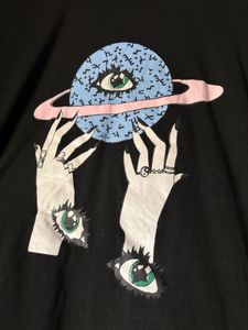 Funky Graphic Shoulder Cut Out Tee