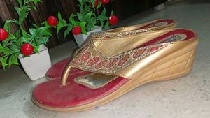 Lady Steps Red &amp; Gold Wedges